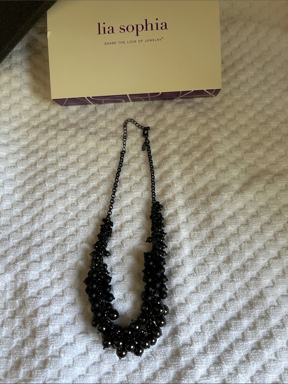 Lia Sophia Black Clustered Bead Necklace